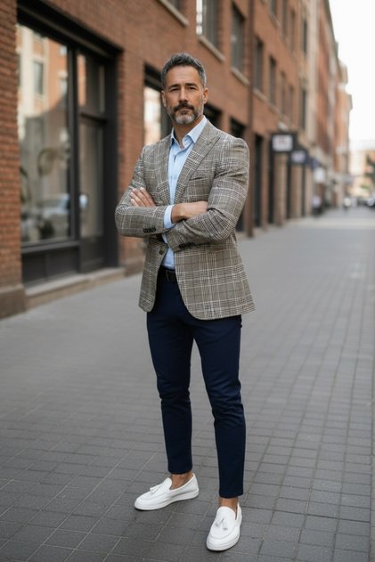 Sacou pentru barbati, slim fit, in carouri, 1041, maro