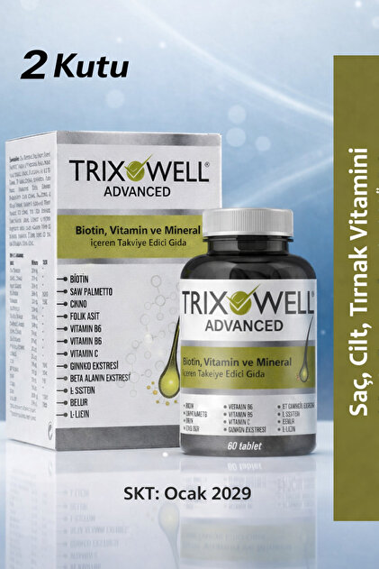 Advanced Biotin Vitamin, Mineral Ve Bitkisel Ekstreler Içeren Saç Dökülmesine Karşı Vitamin 2 Kutu
