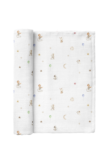 Circus 100% Organic Cotton Washed Muslin Blanket 115 X 115 cm