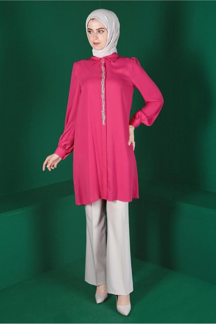 Stone-Set Hidden Button Tunic 42562