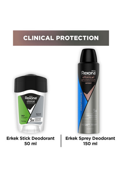 Men Clinical Protection Confidence Erkek Spray Deodorant 150 ml + Clinical Protection Stick 5