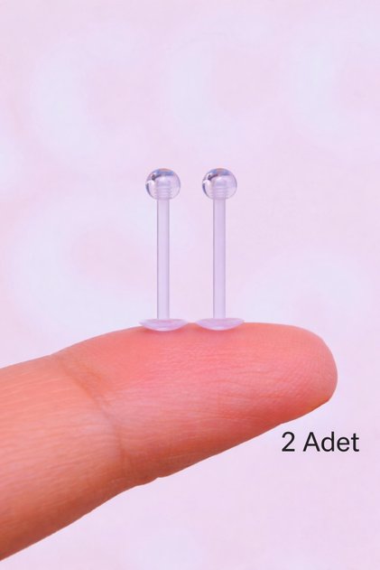 Bioflex Şeffaf Labret Piercing 2 Adet Mini Top Kulak Dudak Piercing