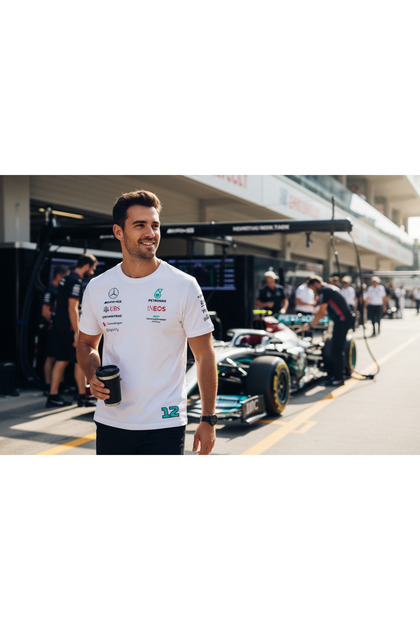 Formula 1 Mercedes Team 2026 Motorsport White Oversize Premium Printed T-Shirt