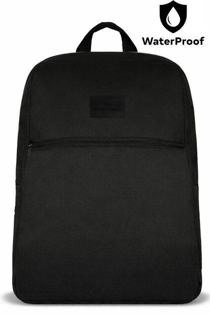 Waterproof 15.6 Inch Compatible Black Bag with Zipper and Fabric Detail Backpack
