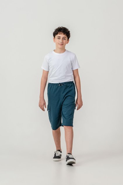 Double Cargo Pockets Pocket Covers Reflective Printed Boy's Shorts