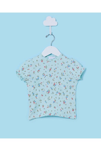 Infant Girls Blue Printed T-Shirt