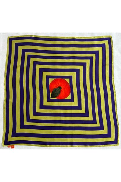 Esarfa Matase Naturala 90x90cm 'Orange Obsession'
