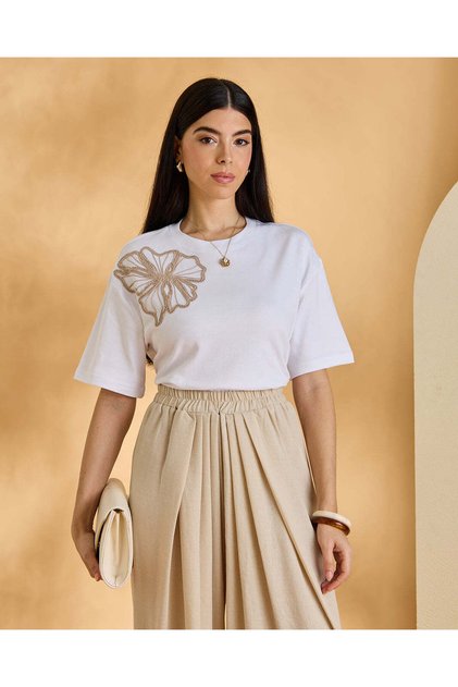 Women Ivory Embroidered Top