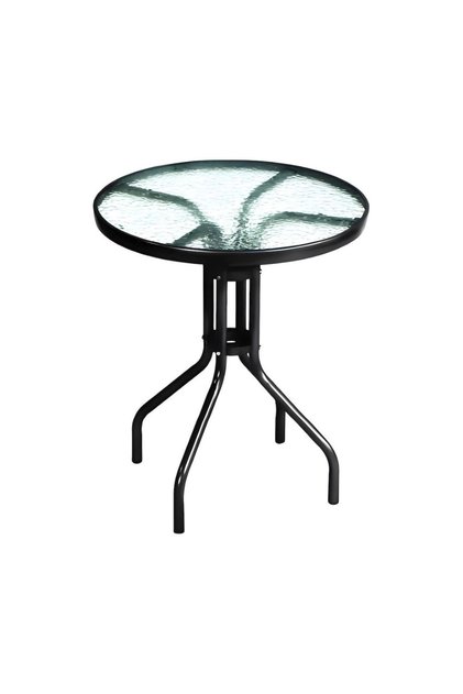 masă rotundă, cu blat de sticlă, pentru terasă, grădină, balcon sau curte, diametru 60 cm