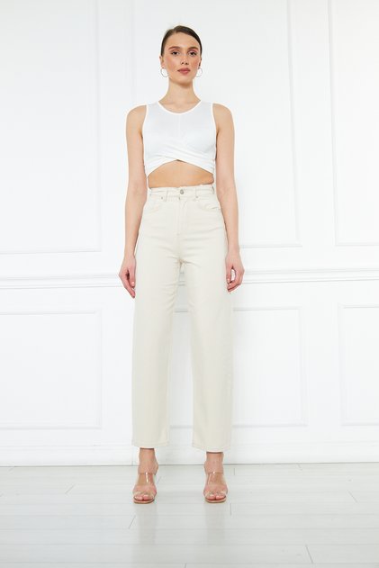 Women's High Waist Slouchy Cotton Jean Pants