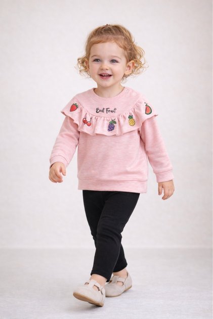 Baby Girl Set Fruit Patterned Long Sleeve Cotton 6-18 Months