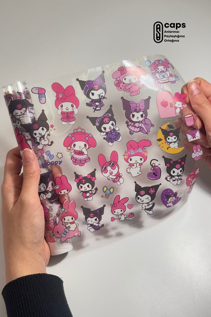 1 Adet Sanrio Temalı Rulo Sticker - Kuromi My Melody Şeffaf Sticker