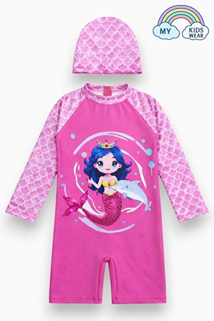 My Kids Wear Kız Cocuk Uzun Kollu ve Fermuarlı Mayo Takımı 3 -10