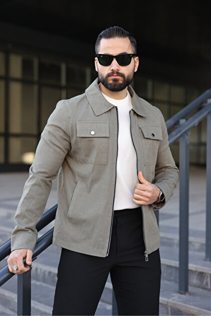 Basic Linen Jacket with Pocket Flaps