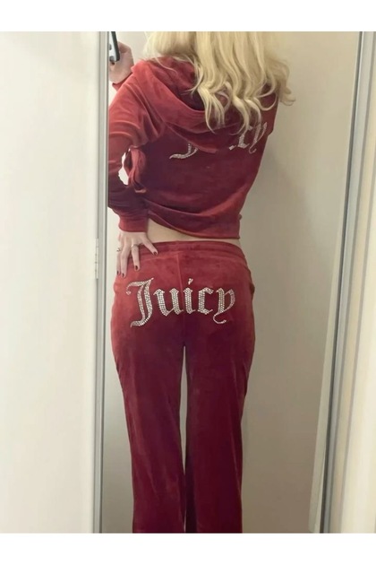Trendy Stoned Velvet Slim Fit Y2K Tracksuit Set