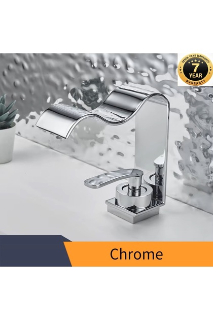 Banyo Lavabo Bataryası Yeni Kalp Model Şelale Krom Renk 7 Yıl Garantili İthal