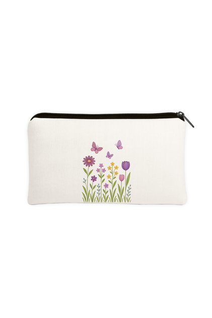 Spring Flowers & Butterflies Patterned Pen Holder & Makeup Bag – Multi-Purpose Organizer