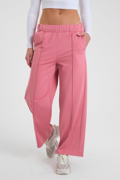 Rose Sweatpants, Stretchable Diving Fabric, Comfortable Fit, Elastic Waist, Wide Legs