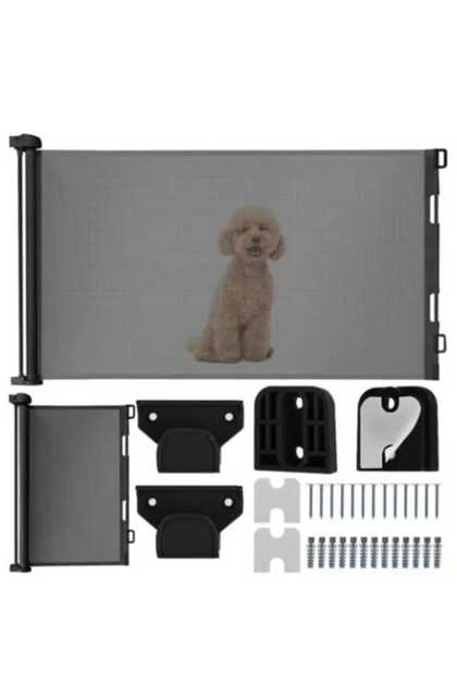 Poarta de siguranta extensibila 160cm, negru, cu accesorii de montaj