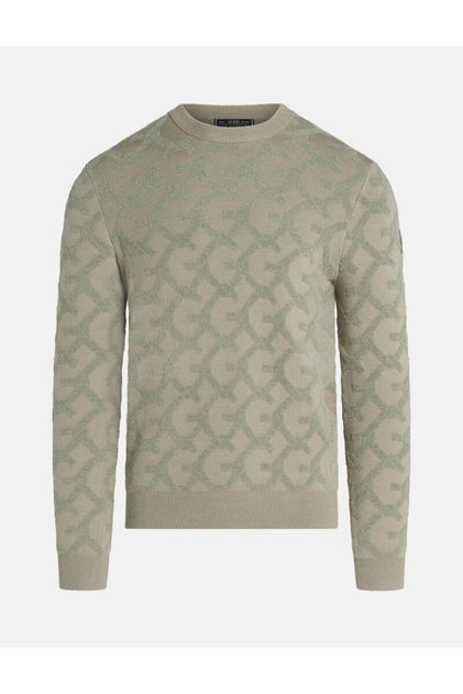 Embossed jacquard logo sweater