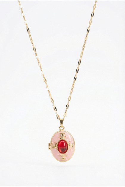 Antique Muse Heritage - Vintage Necklace with Stone and Openable Cover