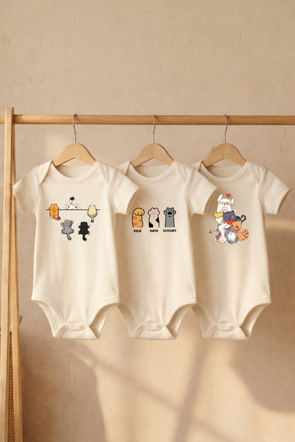 100% Cotton Cute Animal Printed Baby Bodysuit Set Baby Bodysuit Set of 3