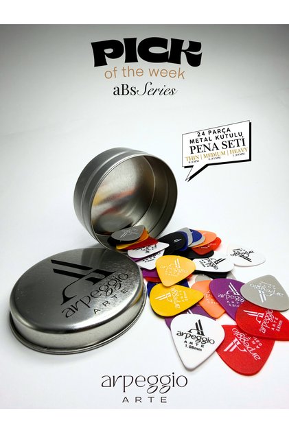 Gitar Pena Seti 24’lü – ABS Series 3 Kalınlık (0.60 / 0.81 / 1.08 mm) Metal Kutulu
