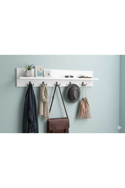80CM MDF Portmanto Duvar Askılığı Anahtarlık Raflı askılık