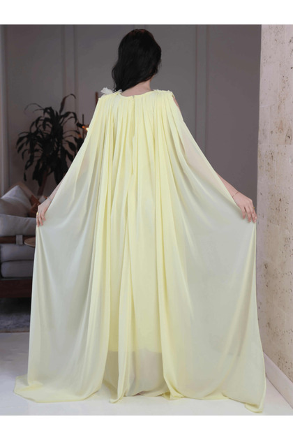 ZAYIA Luxury Chiffon Pregnant Women's Abaya Long Dress for Eid Ramadan  Floral Pattern with Flare Sleeves Evening Gown for Pregnant Women- Trendyol
