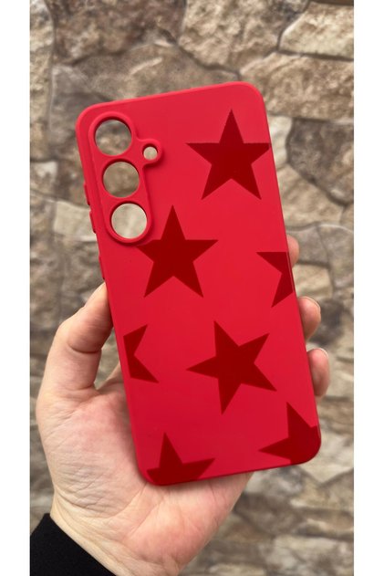 Samsung Galaxy S24Fe Compatible Red Star Silicone Shock Absorbing Classic Protective Rubber Case