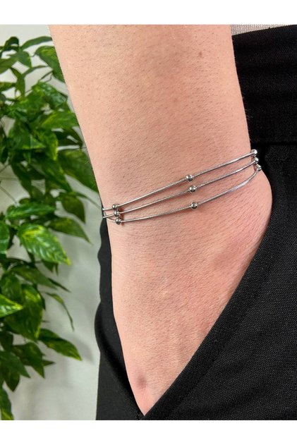 Silver Men's Triple Chain Bracelet Women's Stainless Steel Color Does Not Fade Unisex Tarnish Steel Bracelet