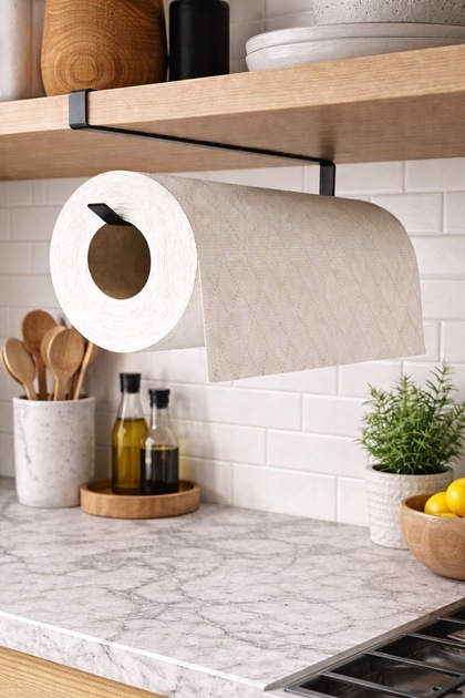 Black Towel Holder Napkin Holder Paper Roll Towel Rack Bathroom Kitchen Organizer Paper Towel Holder