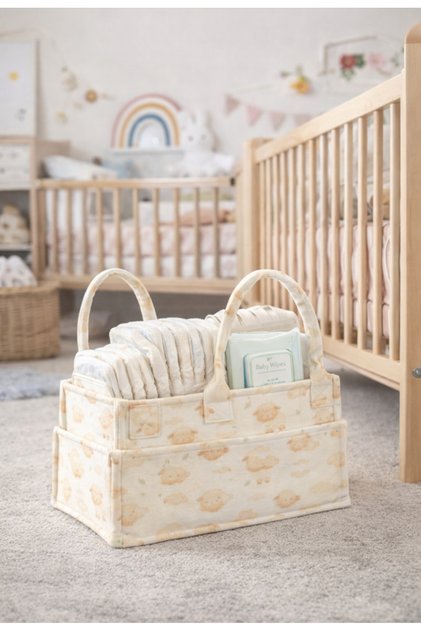 Kids Sevimli Kuzu Detaylı Bebek & Çocuk Organizer Çantası – Bölmeli Bebek Bakım Çantası