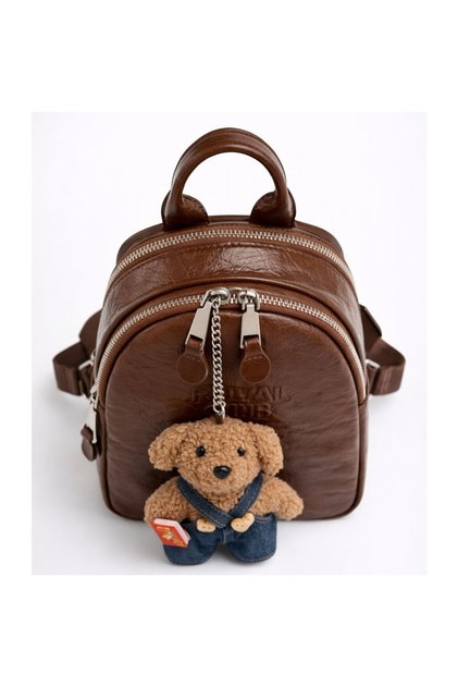 B36070 Plush Accessory Detail Mini Backpack for Women