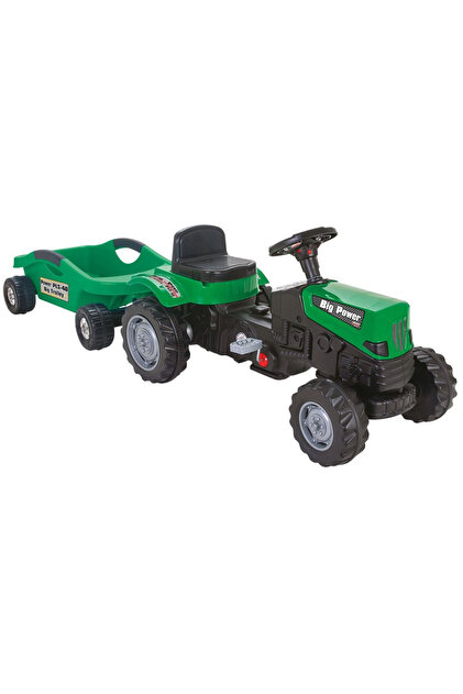 Traktör Power Pedalli Big Trolley Römorklu