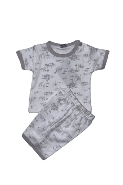 طقم بجامة ولادي - تيشيرت مع شورت - 3-12 شهر