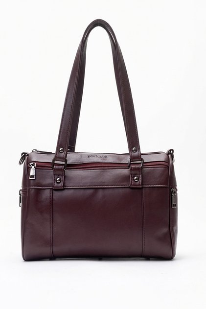 Verona Women's Shoulder Strap Handbag Real Leather Claret Red