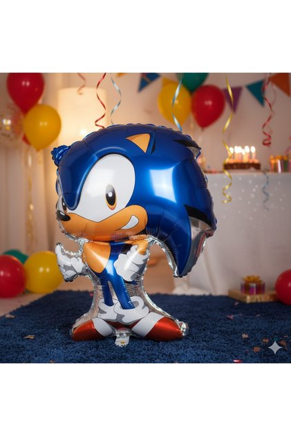 68 cm Sonic Kirpi Folyo Balon - Doğum Günü Parti Süsü