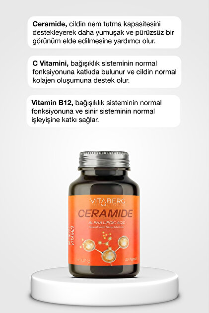 Vitaberg Ceramide 30 Kapsül | Seramid, Alfa Lipoik Asit, Vitamin C
