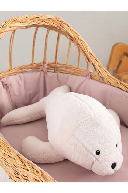 Embroidery Detailed Large Stuffed Plush Cute Seal Pillow 50X20 cm Sleeping and Play Companion