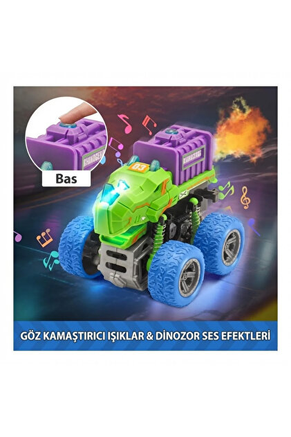 craftivio Işıklı Ve Sesli Dinozor Canavar Kamyon - 360° Dönen