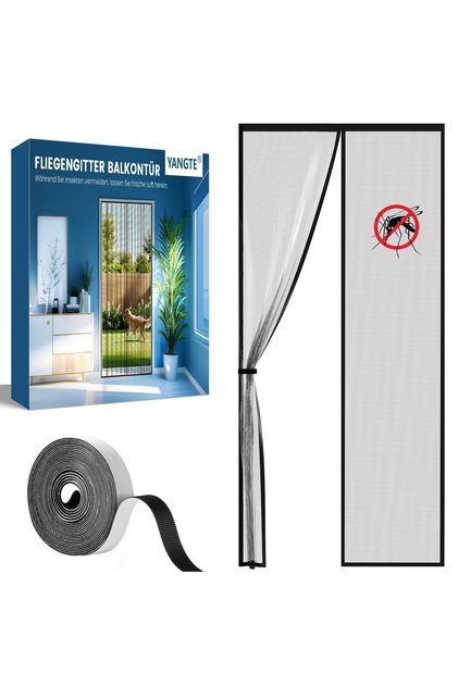 Plasă Insecte Magnetică - Fibră de Sticlă, Uși Balcon și Terasă - 100 x 210 cm, Negru