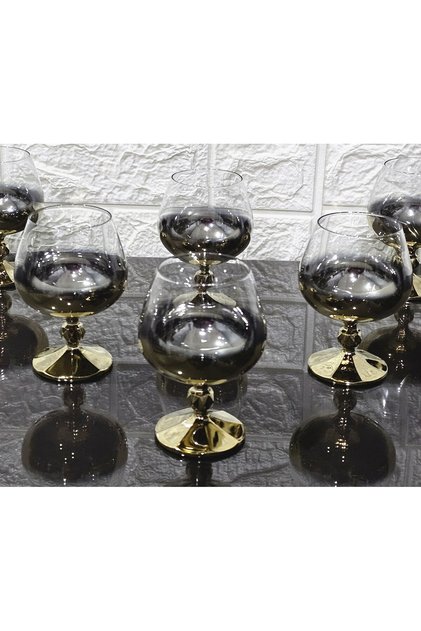 BOHEMİA KRİSTAL TİTANYUM GOLD 6'LI SU BARDAK CLAUDIA 250 ML & KAHVE YANI SU BARDAĞI