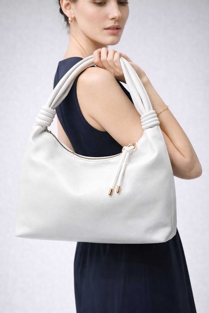 Women's New Season Rope Detailed Very Versatile Stylish Hand and Shoulder Bag Length 16 cm Width 32 cm