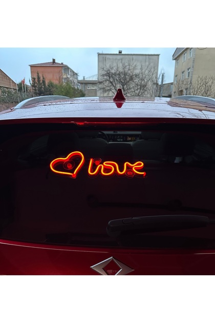 In-Car Neon Led Lighted Decor Love Heart (Red with 12-Volt Suction Cup)