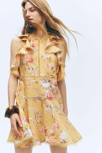 Linen-blend dress