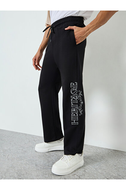 Men Black Heritage Graphic Print Joggers