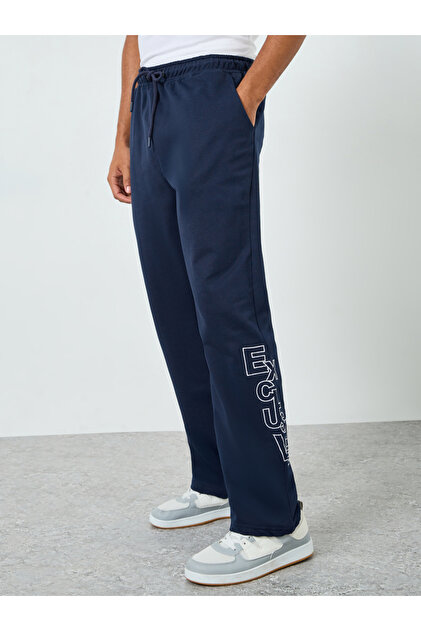 Men Straight Leg Terry Tonal Embroidery Joggers