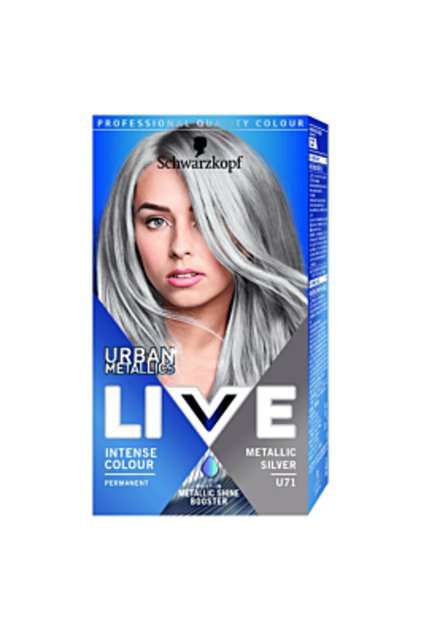 Vopsea de păr permanentă Schwarzkopf Live Color Urban Metallics U71 Argintiu Metalic, 142.5 ml