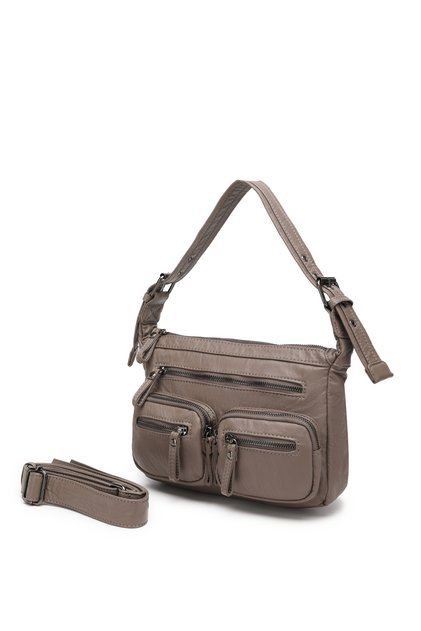 Flarona Mink Washed Leather Multi-Compartment Stylish Shoulder and Crossbody Bag